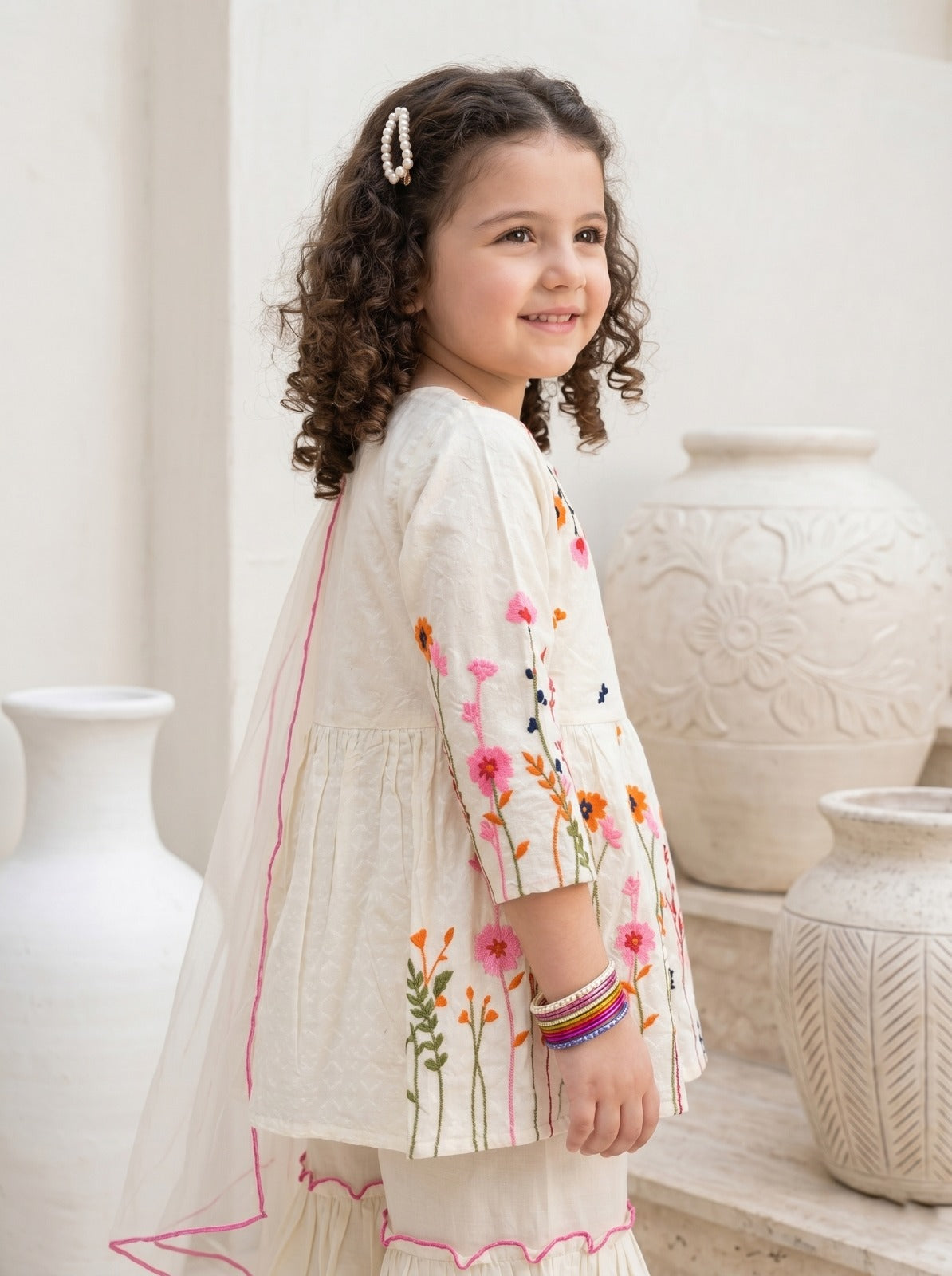 Pearl Petal Embroidered Suit