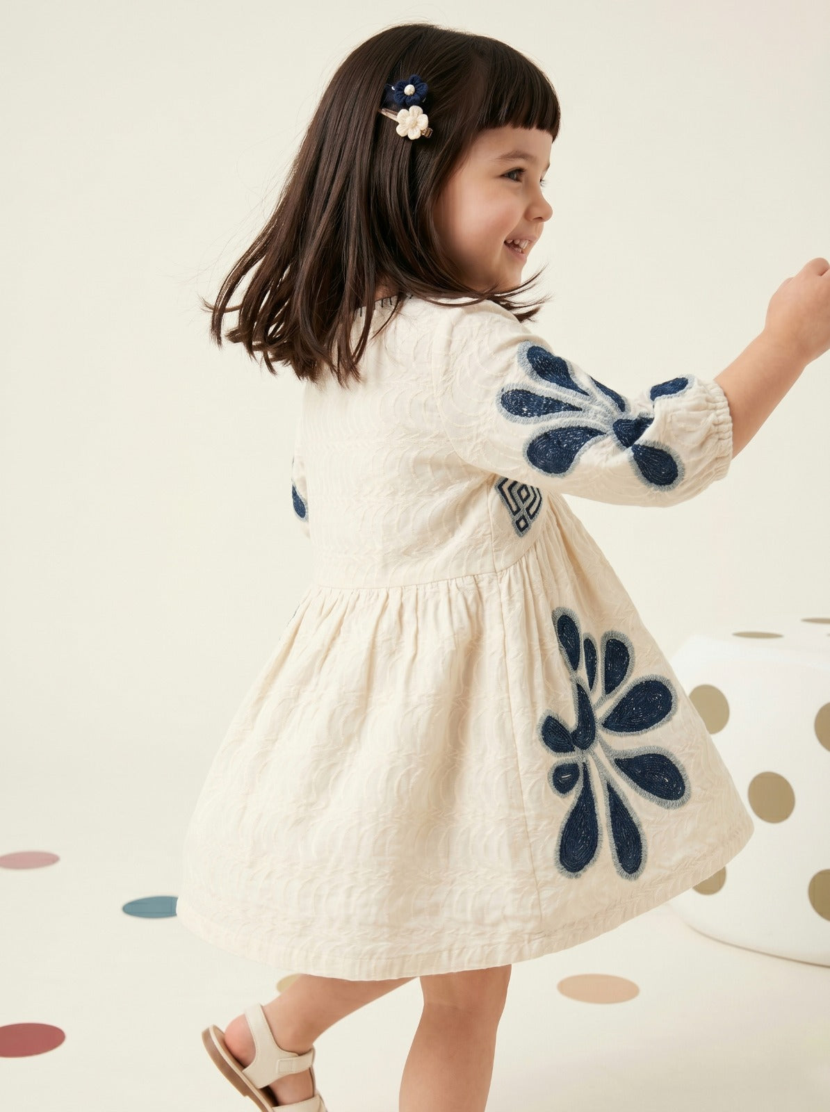 Ivory and Ink Embroidered Dress