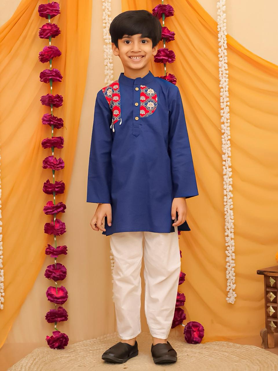 Boy's blue navratri kurta pajama