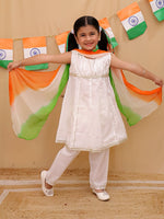 Anarkali set with tri color dupatta
