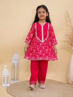 Girl's Pink Kurti Pant Set