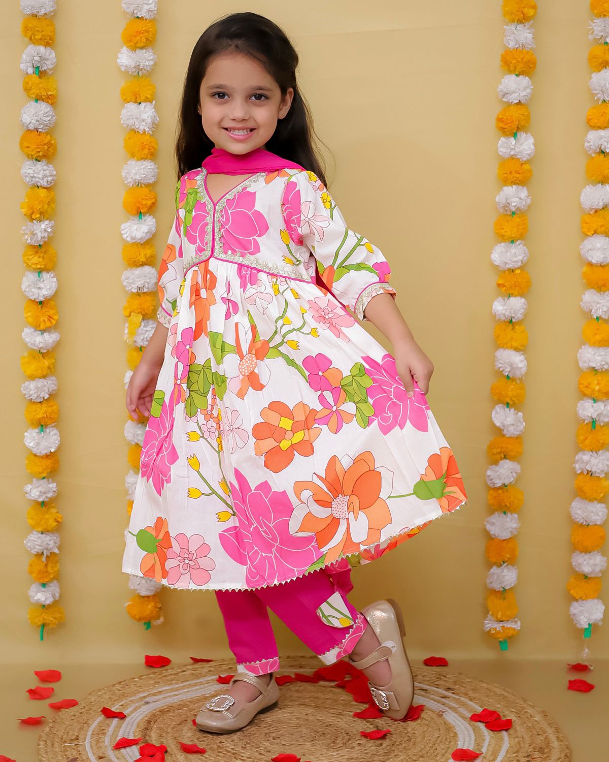 Girls Anarkali Kurti Pant Set