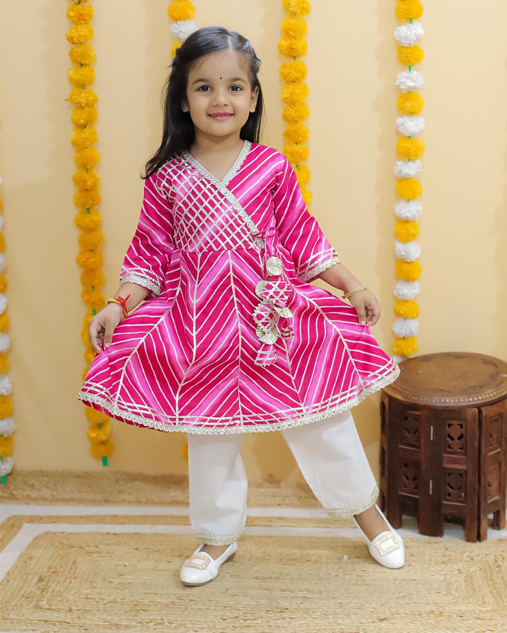 Girls Angrakha kurti pant