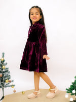 Girl's wine velvet frock