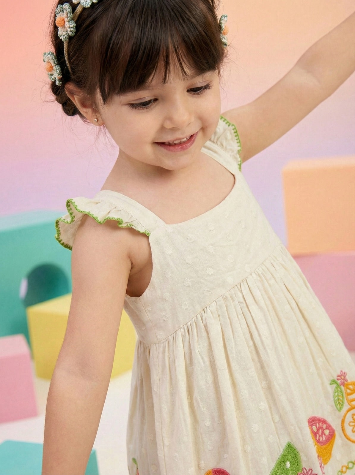 Fruity Bloom Embroidered Dress