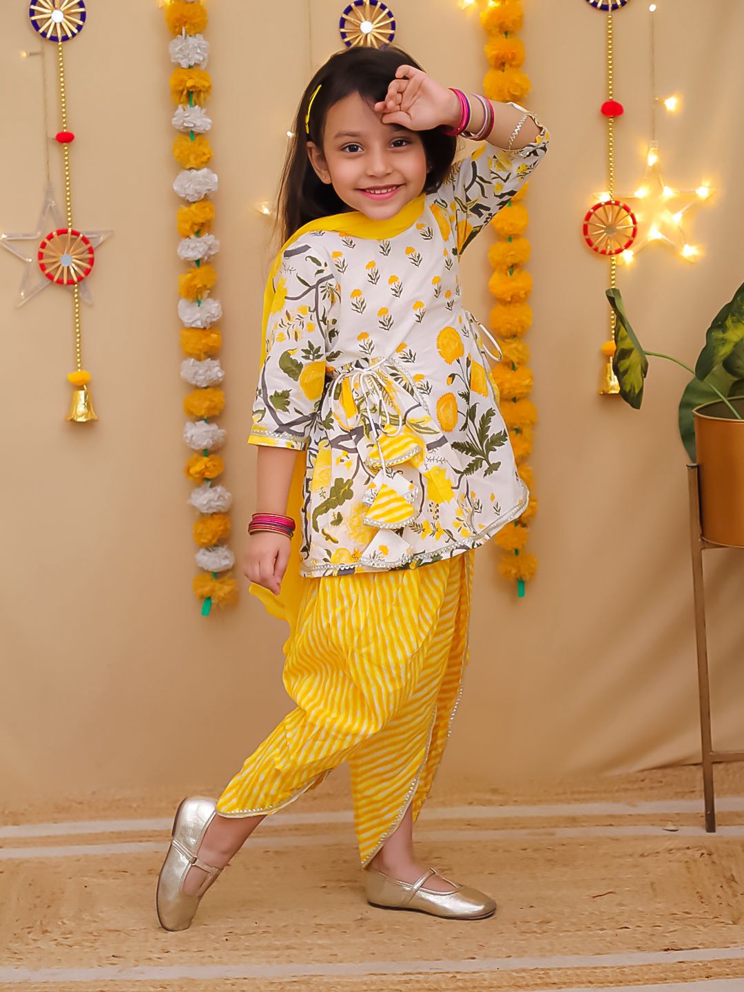 Girl's lehriya dhoti set