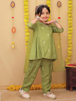 Premium silk green kurti pant set