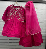Pink Upada Silk Kurti and Palazzo Set