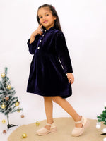 Girl's blue velvet frock