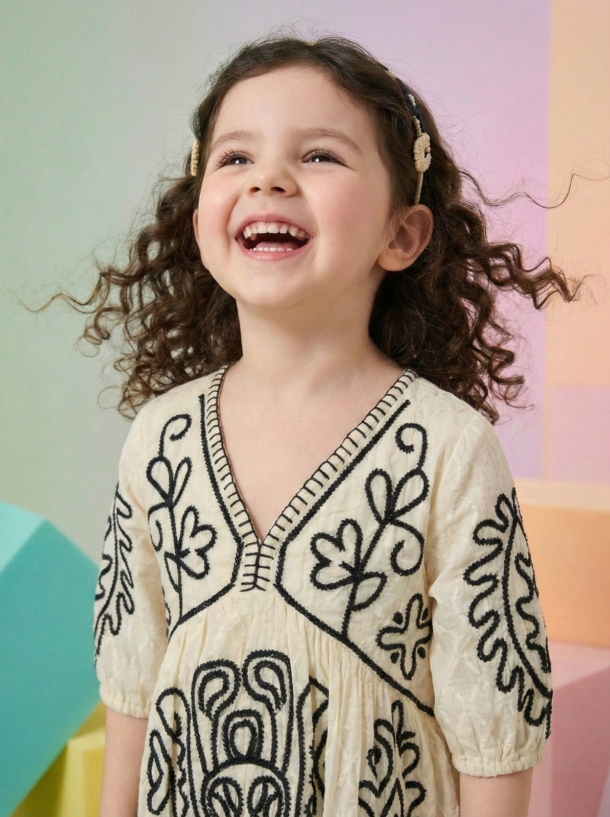 Monochrome Embroidered Dress