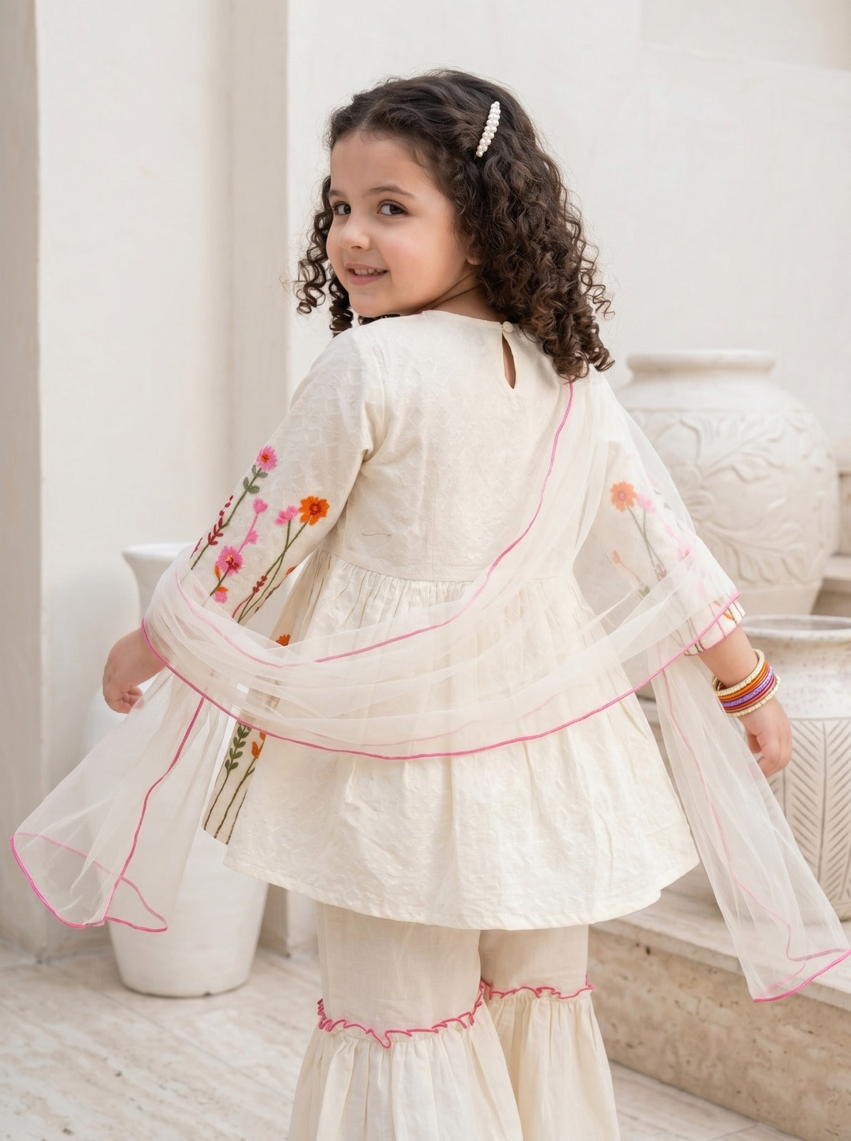 Pearl Petal Embroidered Suit