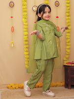 Premium silk green kurti pant set