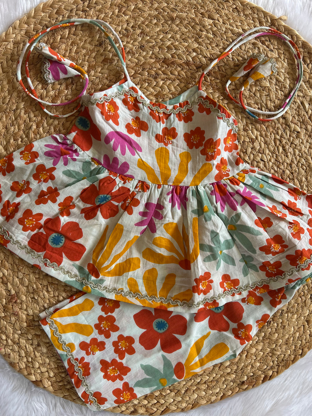 Infant Kurti with Pants-Orange Yellow