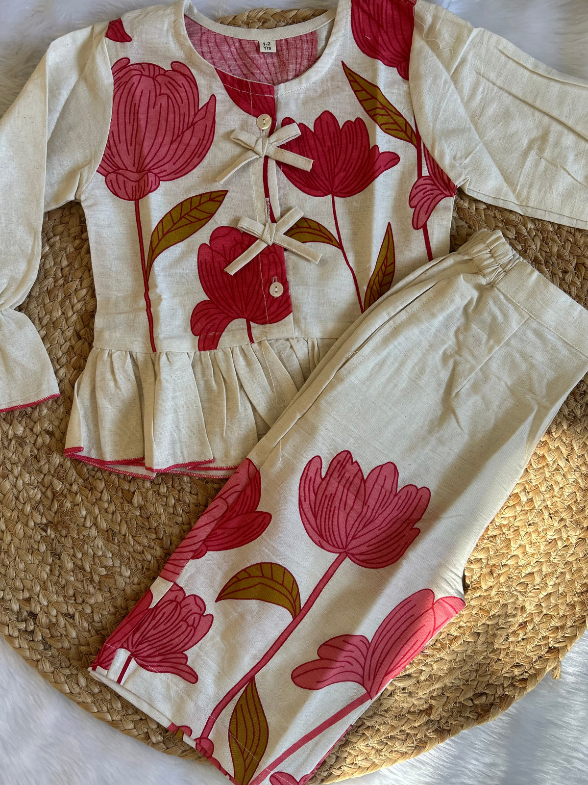 Girl's Blossom Pink Co-ord Set with Matching Scrunchie (Pink)