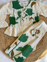 Girl's Lotus Bloom Co-ord Set with Matching Scrunchie (Green)