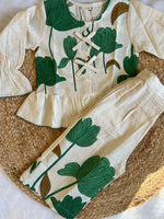 Girl's Lotus Bloom Co-ord Set with Matching Scrunchie (Green)