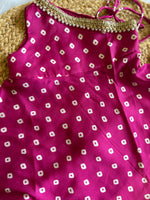 Rani Bandhani Flare One Side Tie Strap Kurti Pant Set