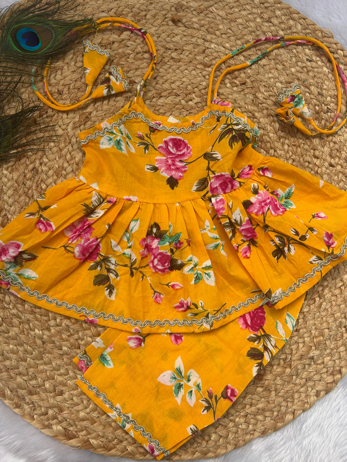 Infant Kurti with Pants-Yellow