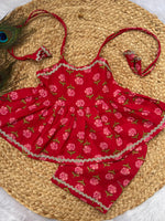 Infant Kurti with Pants-Red Floral
