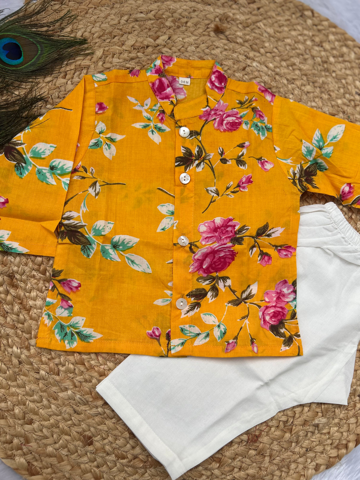 Infant boy's kurta pajama-Yellow