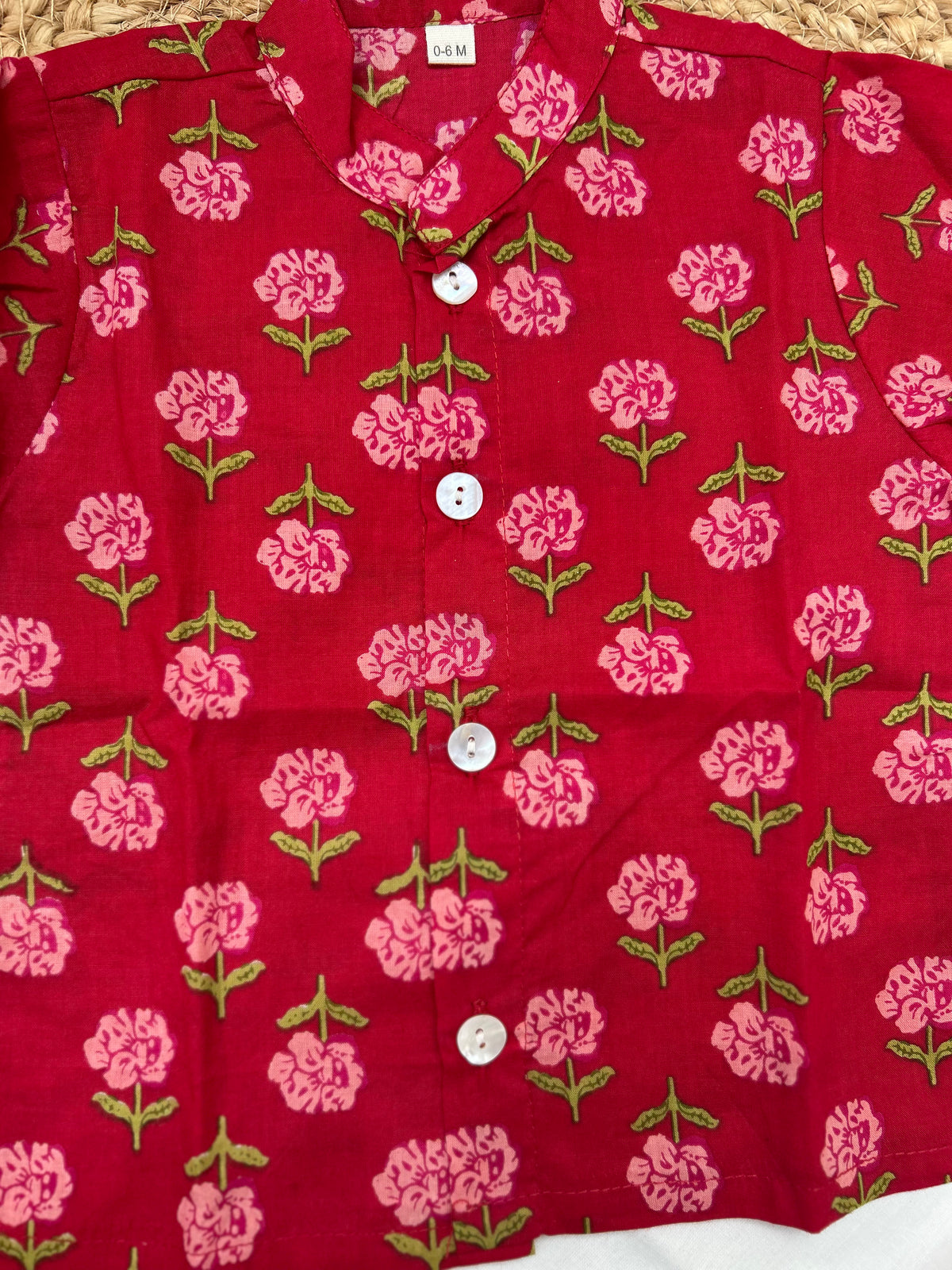 Infant boy's kurta pajama-Red Floral