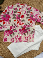 Infant boy's kurta pajama-White Floral