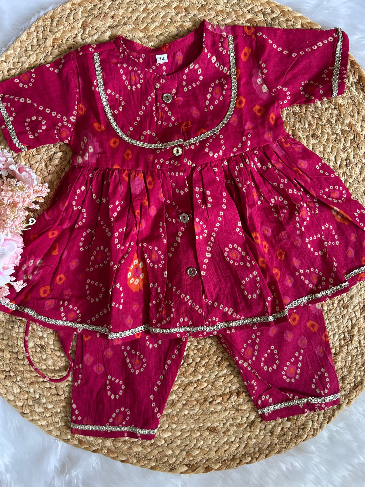 Infant bhandej kurti pant