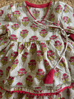 Infant girl angrakha top and skirt-White Red