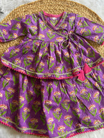 Infant girl angrakha top and skirt-Purple