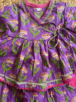 Infant girl angrakha top and skirt-Purple