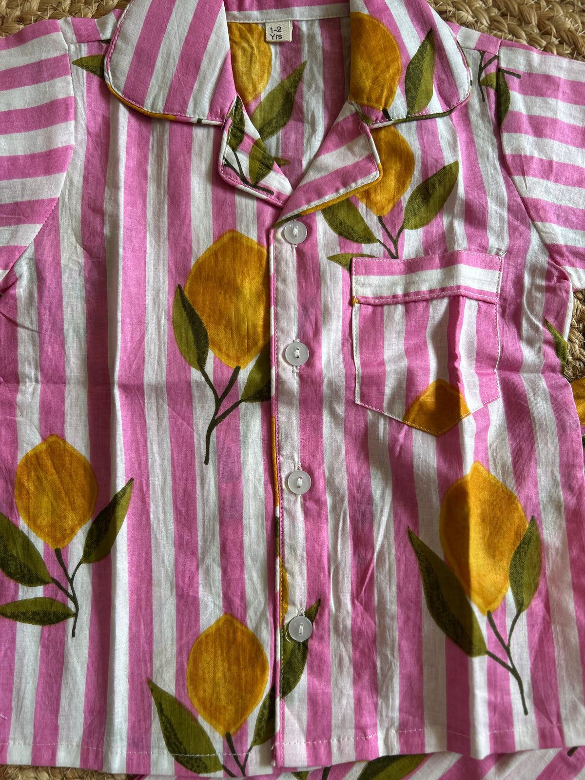 Pink Lemon Bliss Cotton Night Suit Set