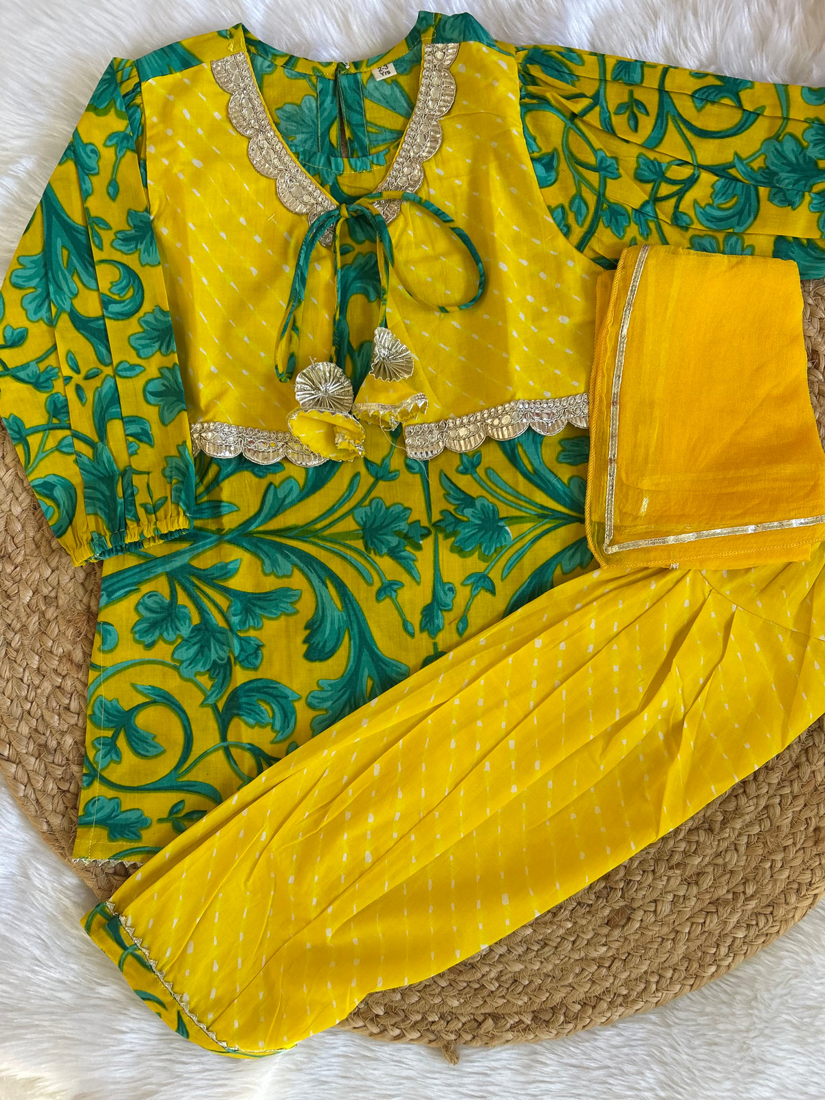 Yellow kurta with patiala set
