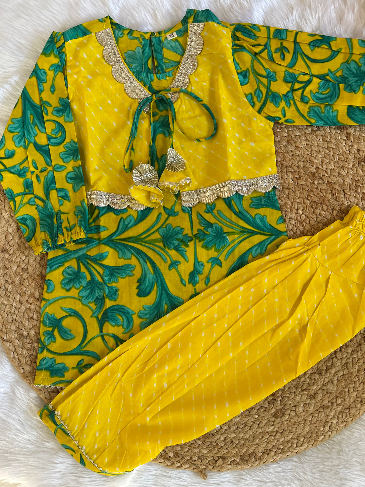 Yellow kurta with patiala set