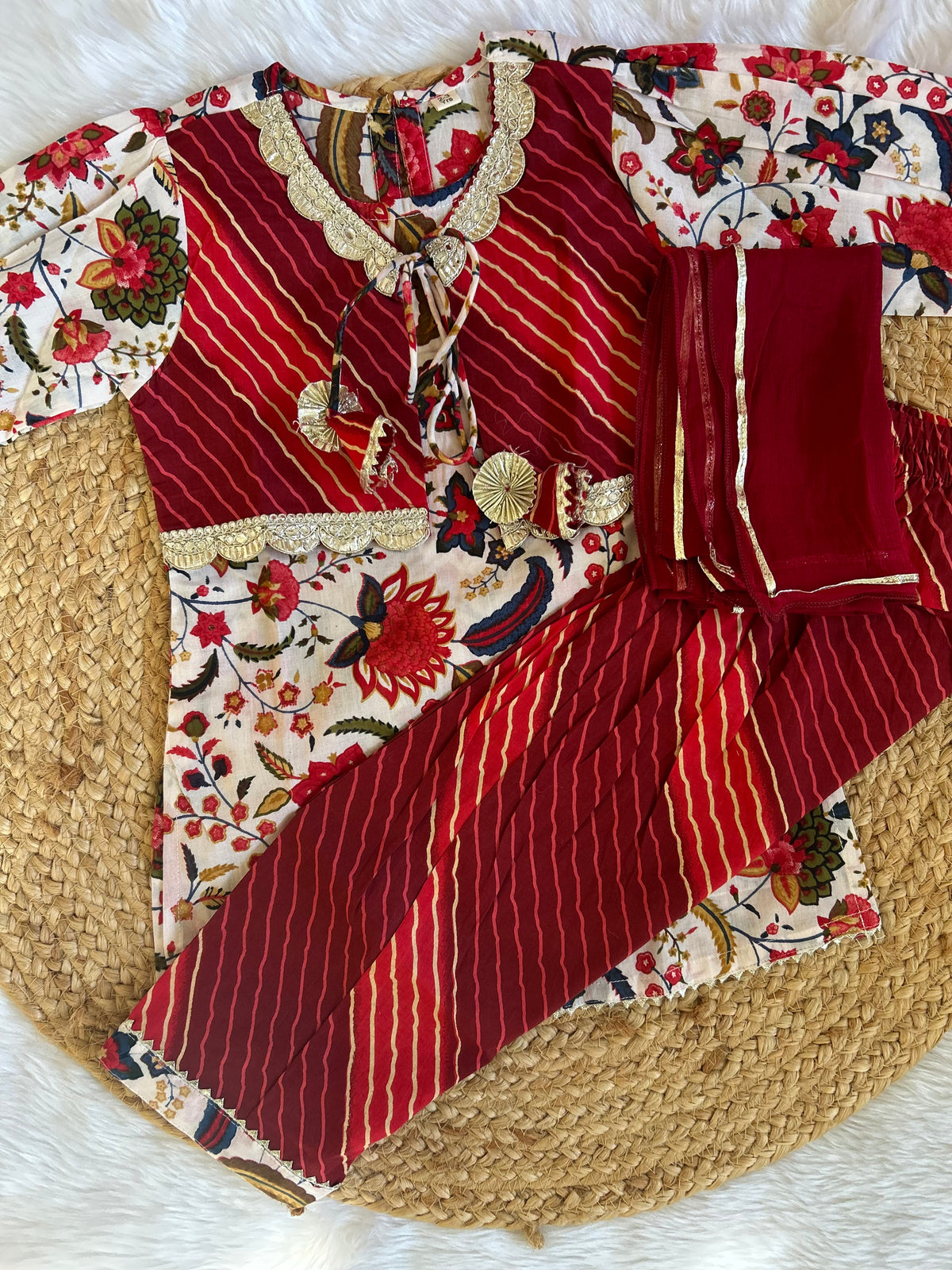 Maroon kurta with patiala set