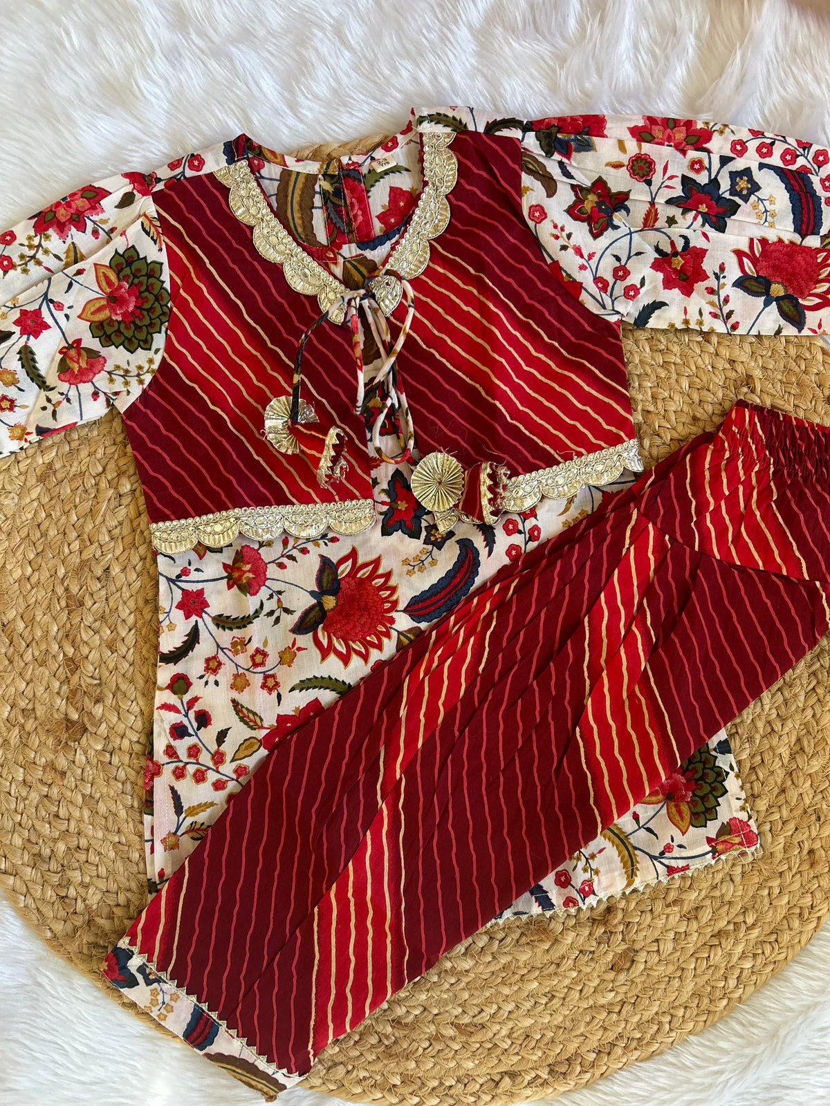 Maroon kurta with patiala set