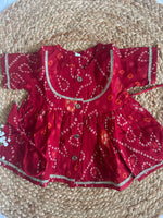 Red bhandej kurti pant with dupatta (infant)