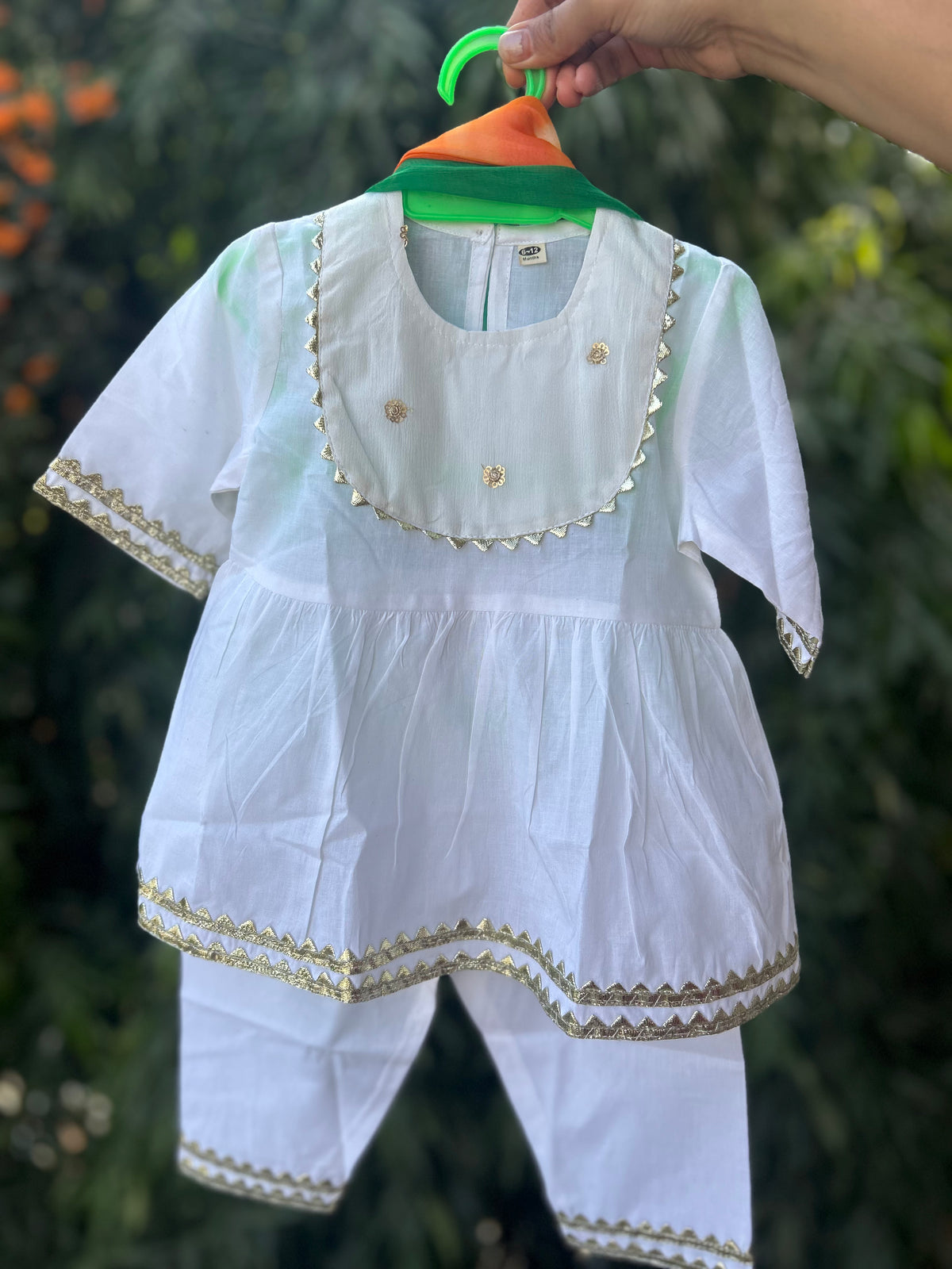 Anarkali kurti with tri color dupatta-Republic Day Special