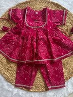 Pink Bhandej Kurti Pant Set