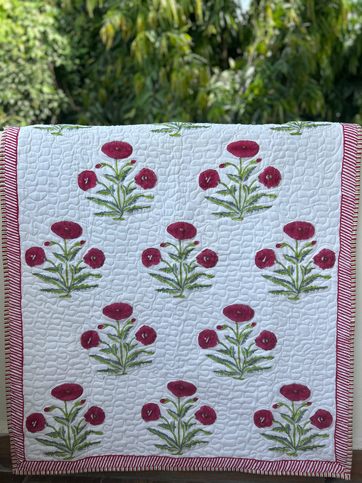 "Cherry Bloom" mulmul baby quilt