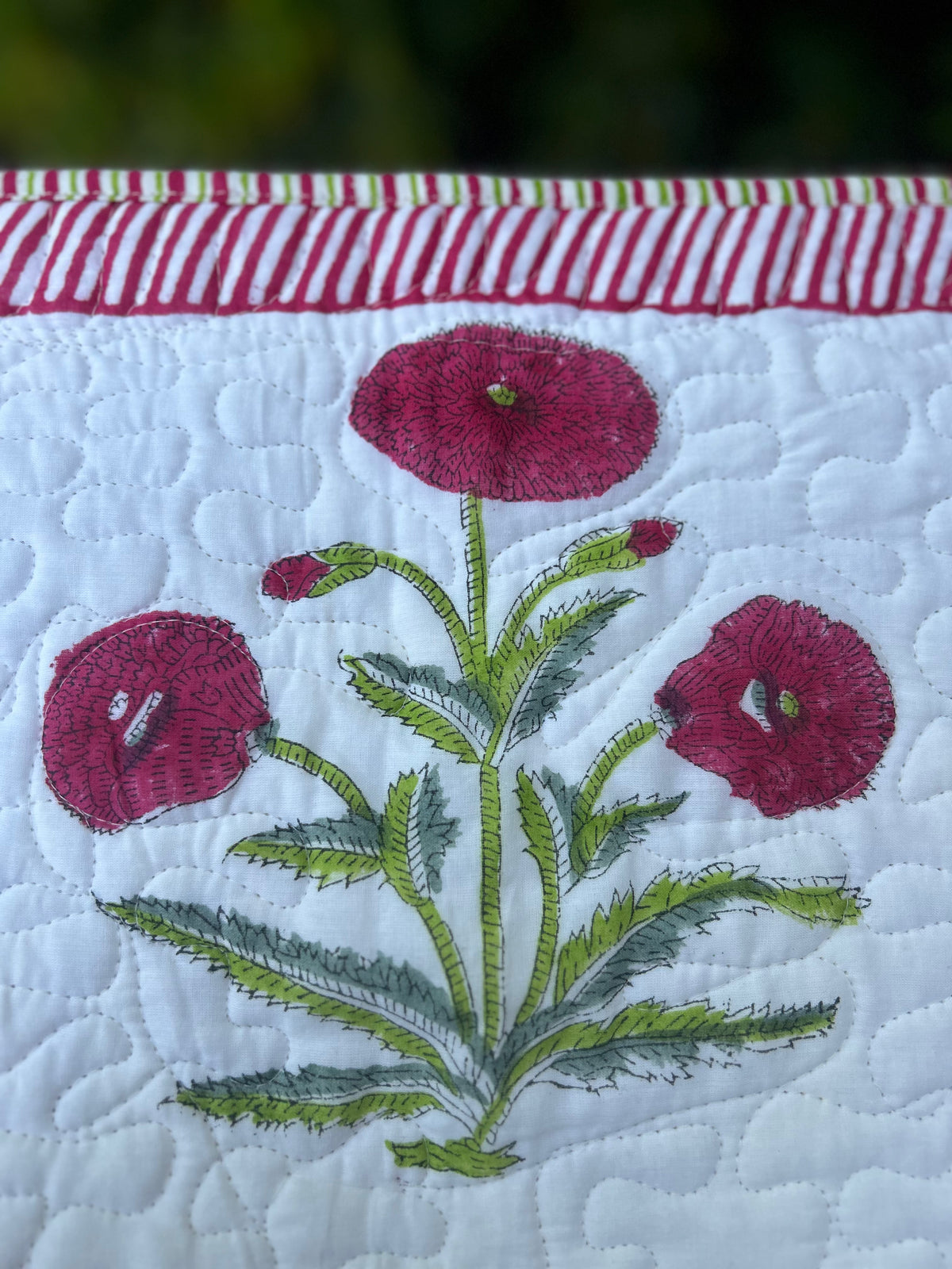 "Cherry Bloom" mulmul baby quilt