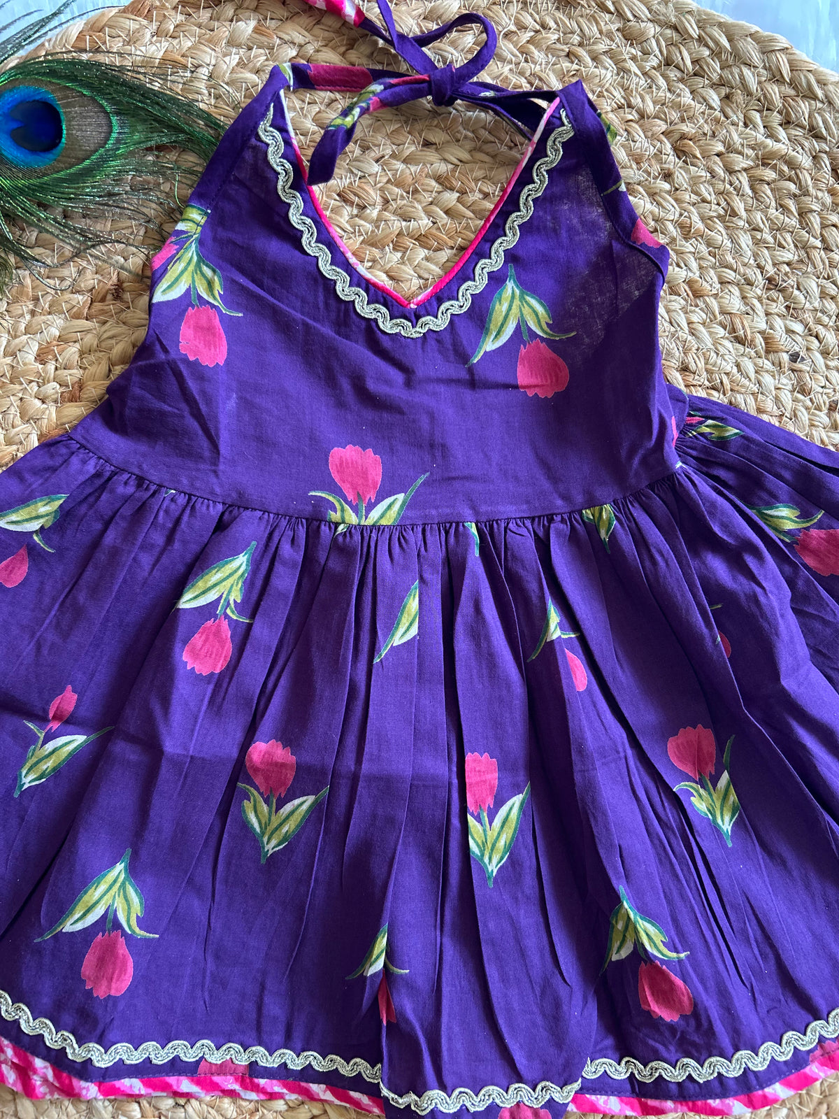 Royal Tulip Halter Neck Kurti with Lehriya Dhoti