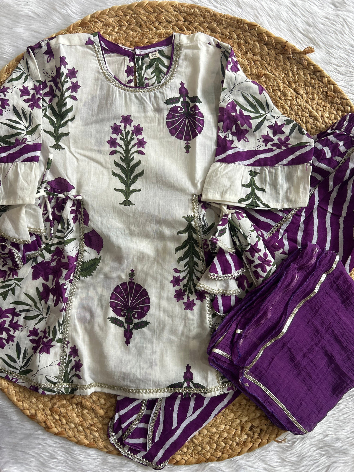 Purple Kurti Dhoti Set with Dupatta
