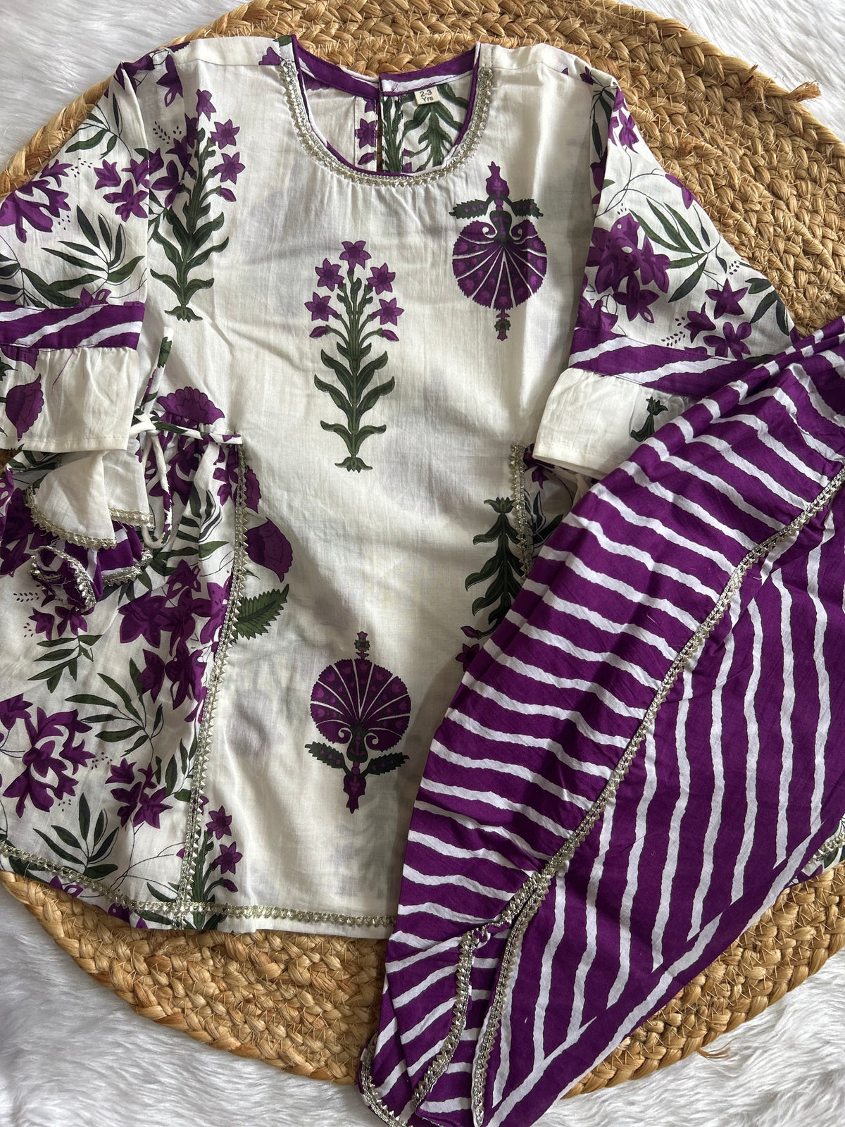 Purple Kurti Dhoti Set with Dupatta