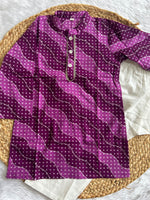 Boy's Purple Bhandej Kurta Pyjama Set