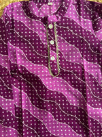 Boy's Purple Bhandej Kurta Pyjama Set