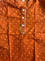 Boy's Rust Bhandej Kurta Pyjama Set
