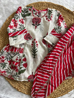 Red Kurti Dhoti Set with Dupatta