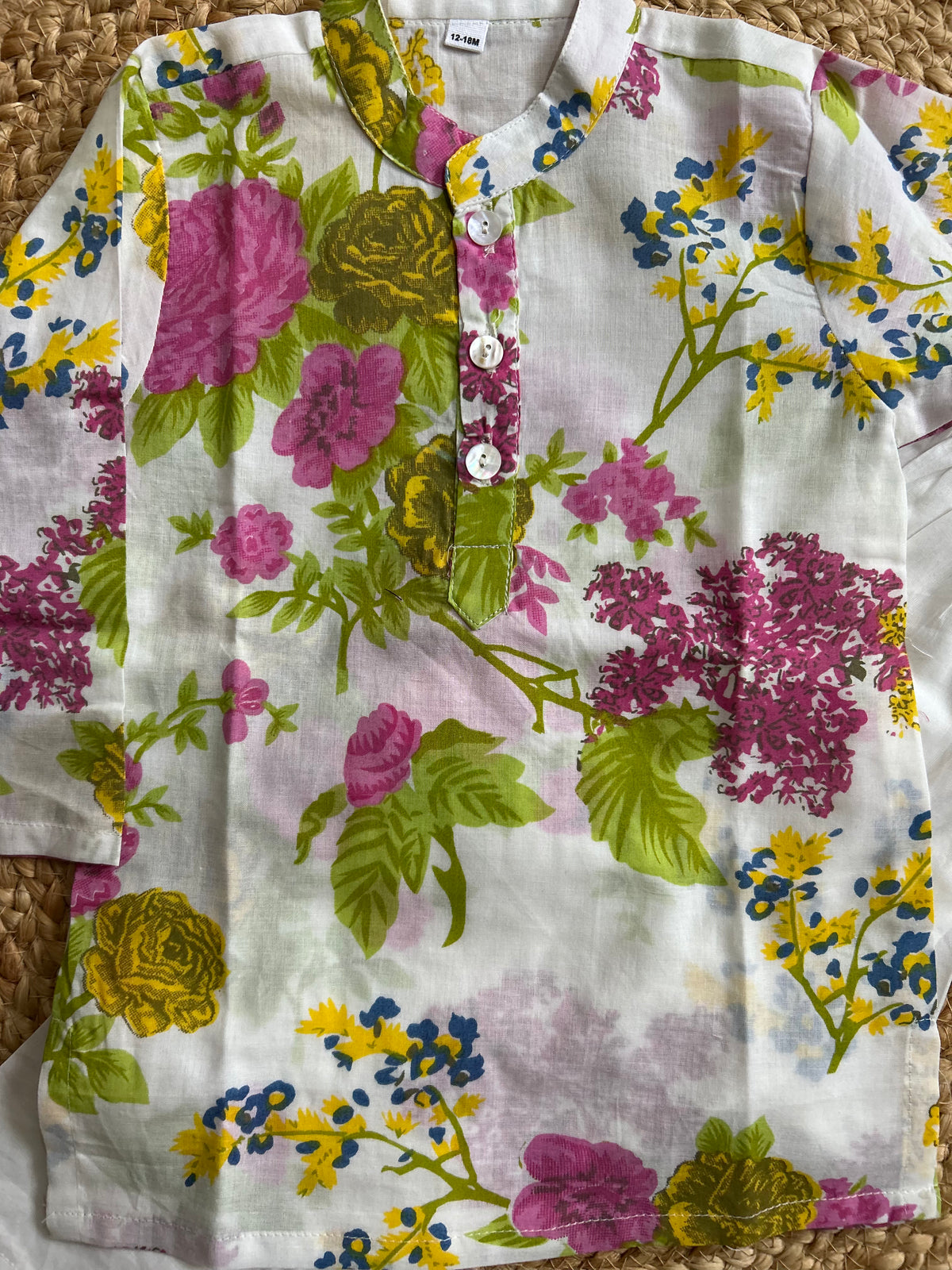 White Floral Boys Kurta Pajama Set