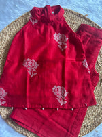 Red Mul Chanderi Embroidered Co-ord Set