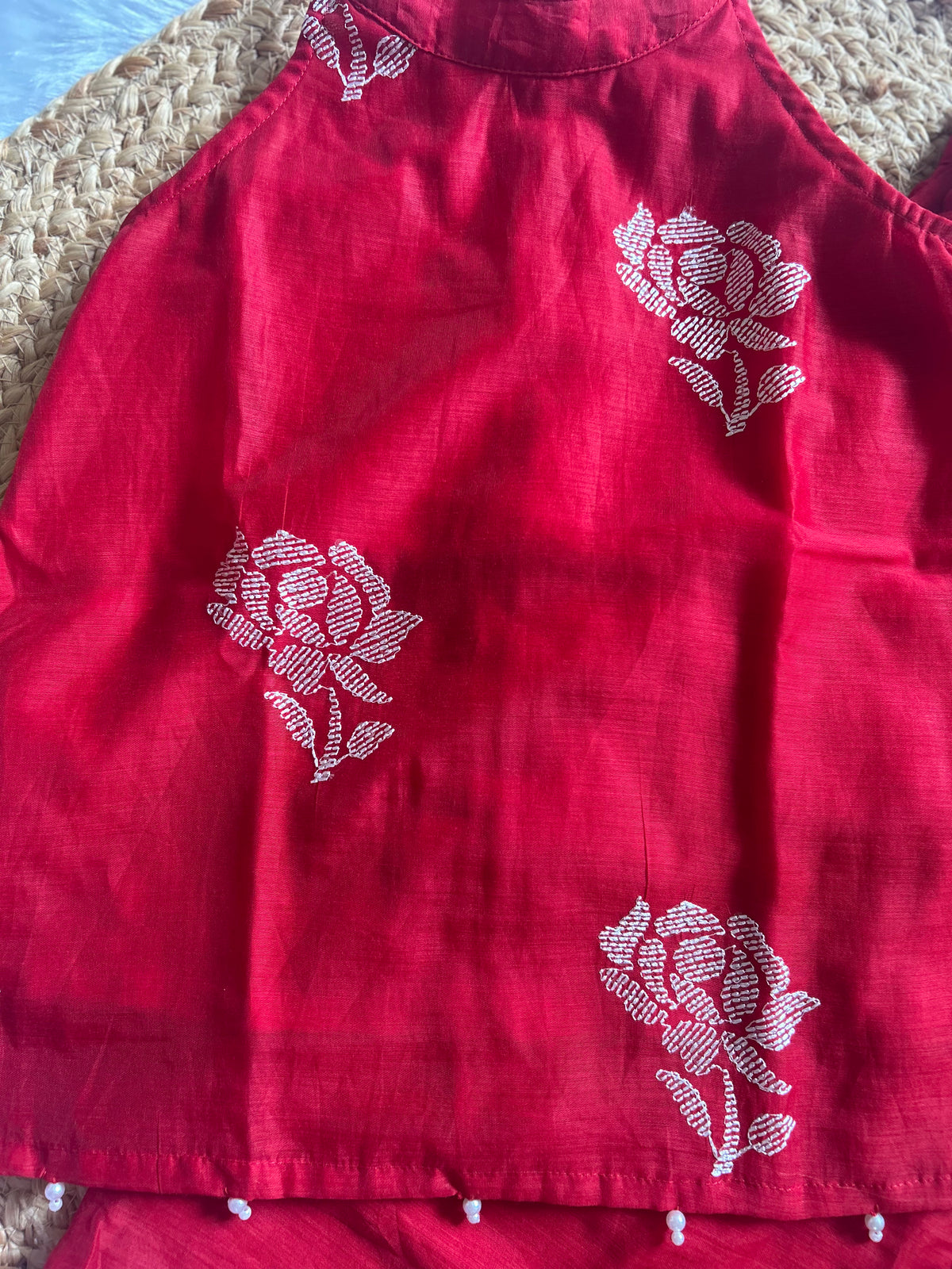 Red Mul Chanderi Embroidered Co-ord Set